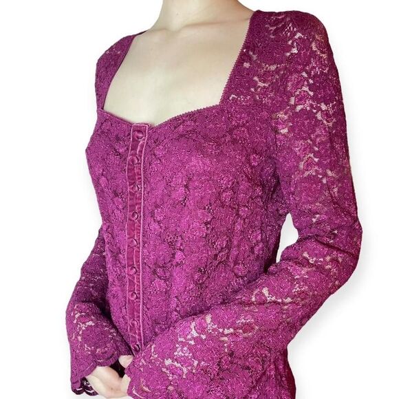 Moda International long sleeve fairy goth lace button blouse - Picture 3 of 8